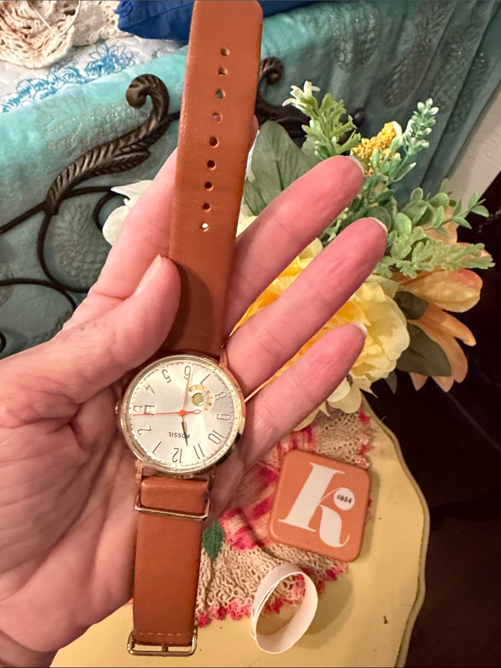 ⏱️⏱️⏱️BOGOHO⏱️⏱️Fossil Silver Dial Watch with Brown Leather Strap - Picture 6 of 10